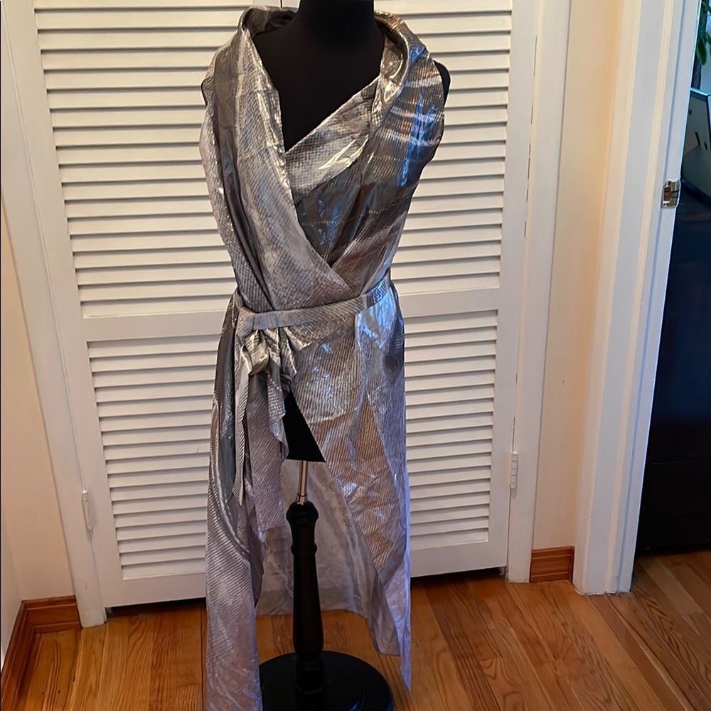 Gottex Silver Metallic bathing suit /party belted Wrap one size